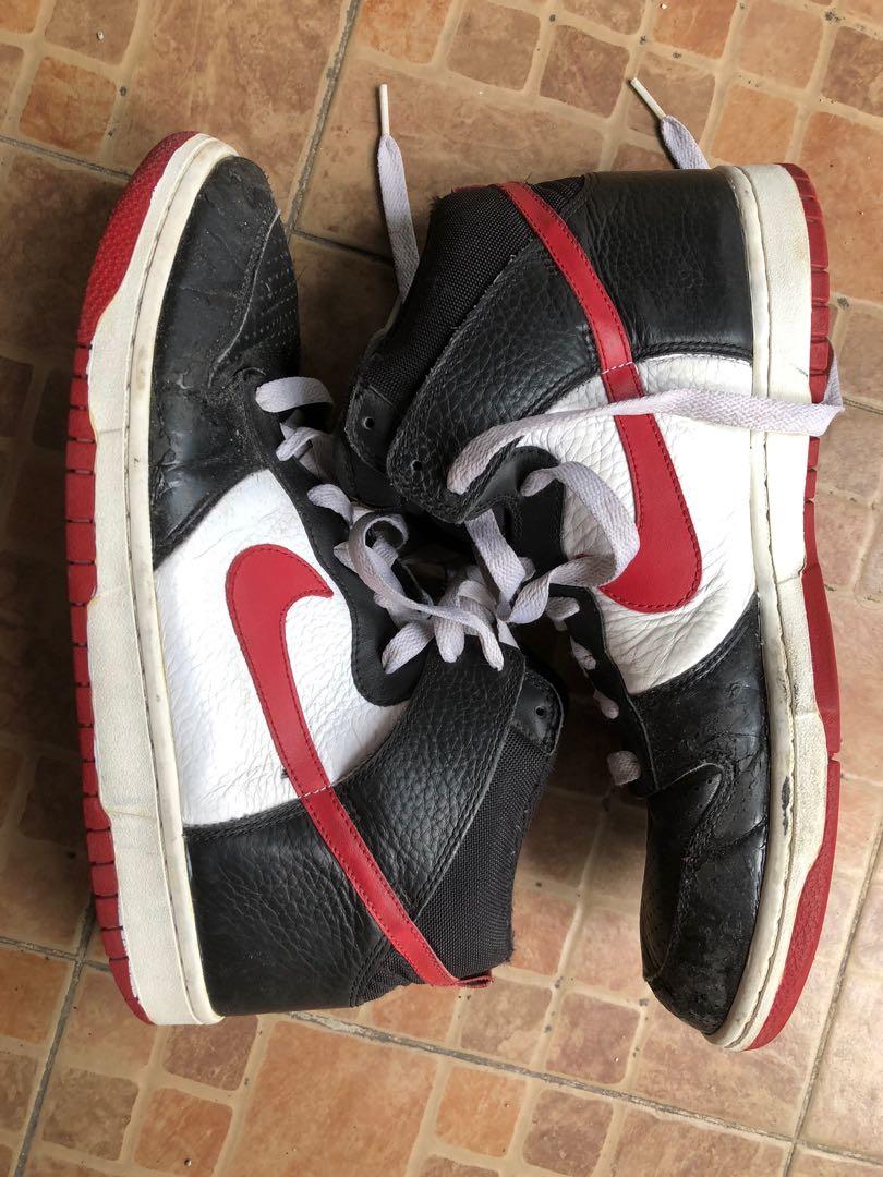 Nike dunk high black/varsity red-white sales