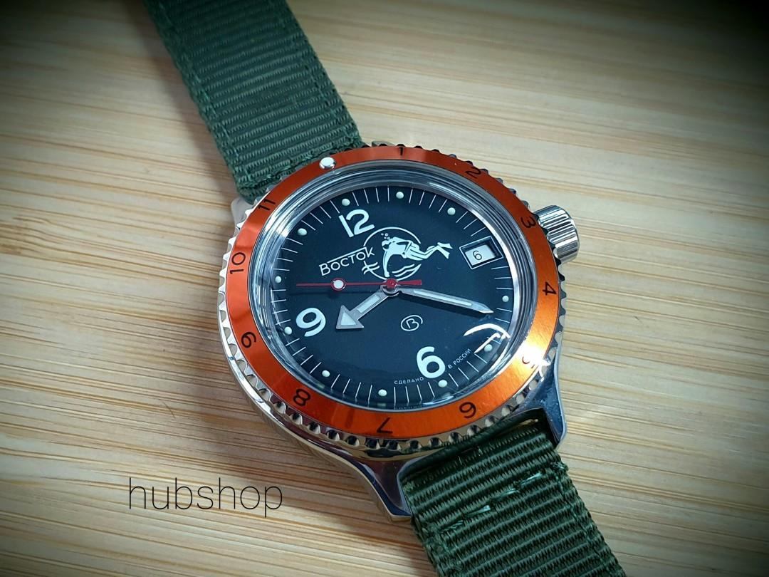 VOSTOK Men's Classic Amphibian Automatic Self-Winding Russian Diver Watch 