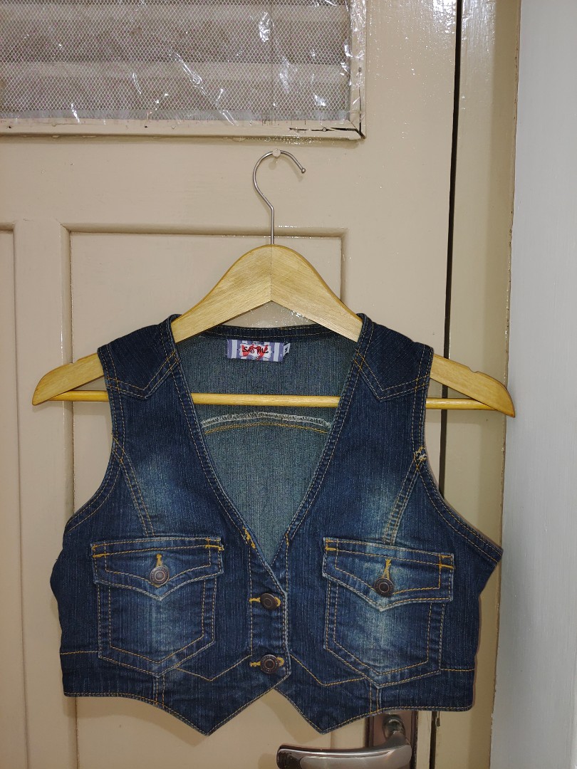 Y2k trendy jeans vest, Fesyen Wanita 