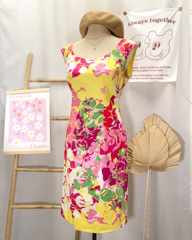 yellow floral office dress, Women's Fashion, Dresses & Sets, Dresses on Carousell