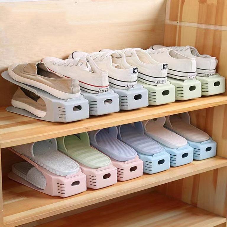 10pcs Space saving shoe cabinet household shelf adjustable