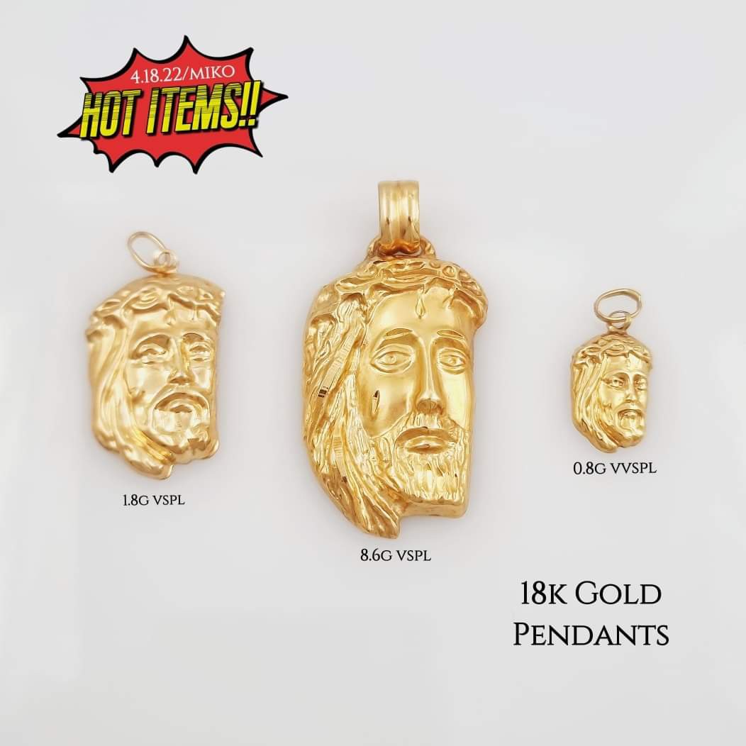 18k gold jesus shop face pendant