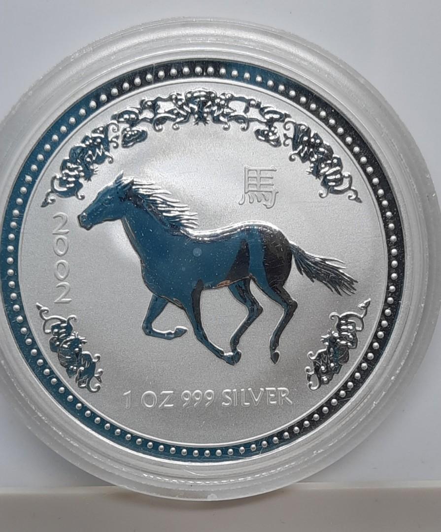 澳洲2002年1.OZ.壹安士馬年生肖銀幣, 興趣及遊戲, 收藏品及紀念品