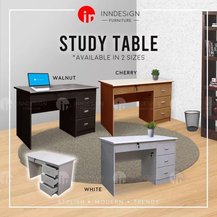 2 Size Available Study Table Desk Furniture Home Living Tables Sets On Carou Study Desk, Study Table Drawer Size