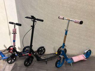 Assorted New and Preowned KICK SCOOTERS -Non Electric Scooter  Razor etc Foldable Lightweight Adult Urban City Move Around Mobile Easy Transport Easy Stow Away Carry Around Ride Bike Alternate
