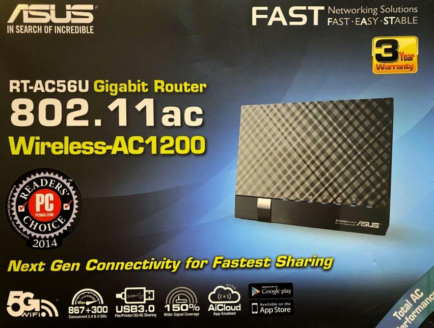 Refurbished ASUS RT-AC56U AC1200 Dual-Band Gigabit Router - DD-WRT Firmware (OpenVPN/WireGuard)