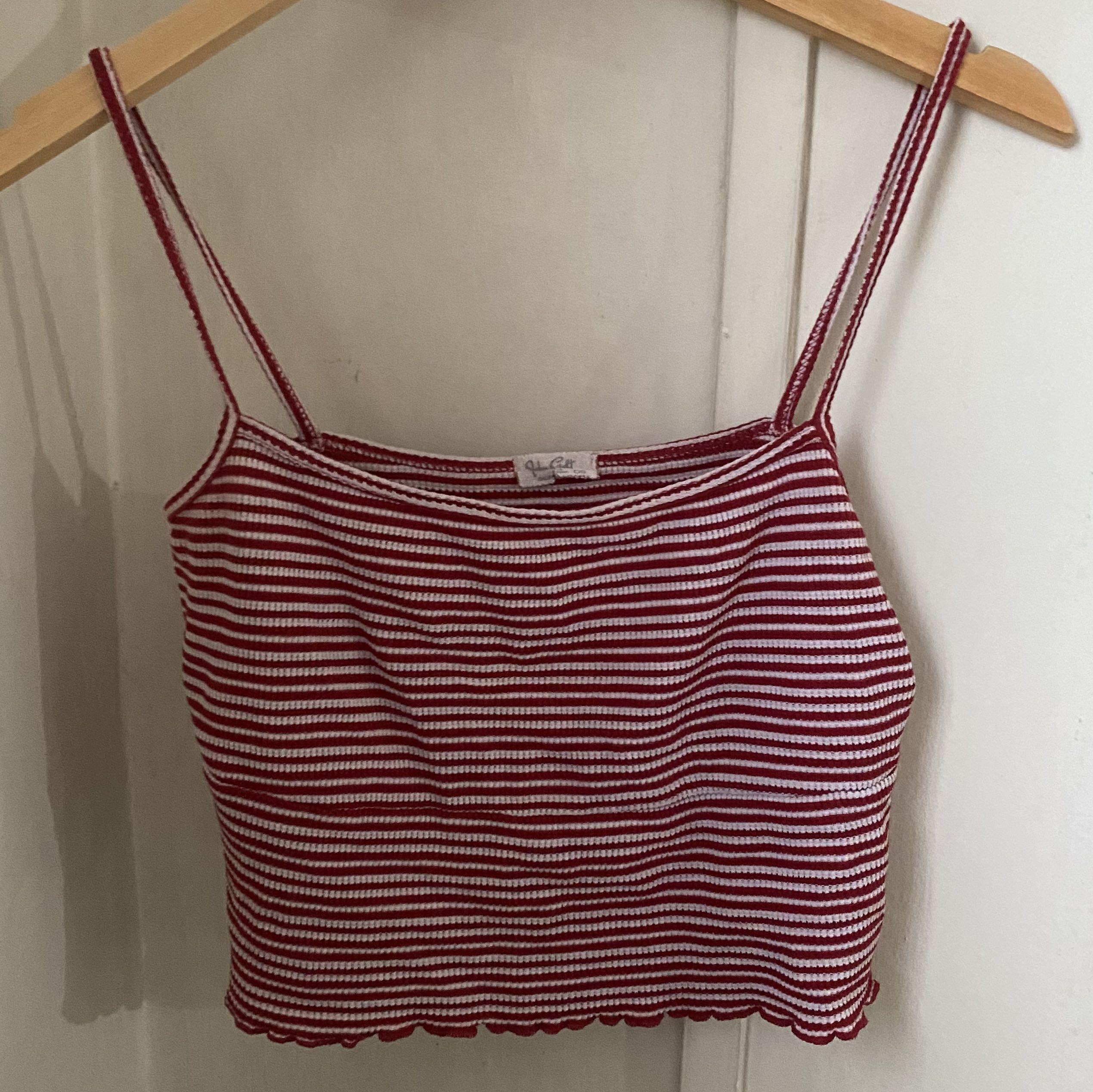 red and white striped cropped top
