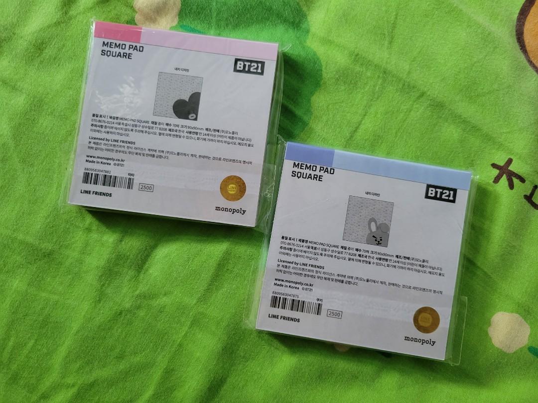 BT21 Official Memo Pad (TATA & COOKY) BTS, 興趣及遊戲, 收藏品及紀念品, 韓流 - Carousell