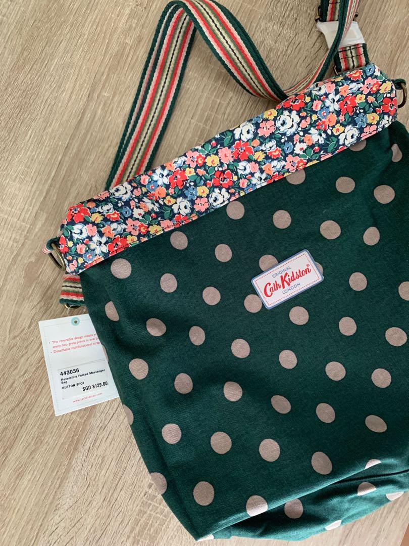 Cath Kidston Reversible Foldable Messenger Bag BUTTON SPOT
