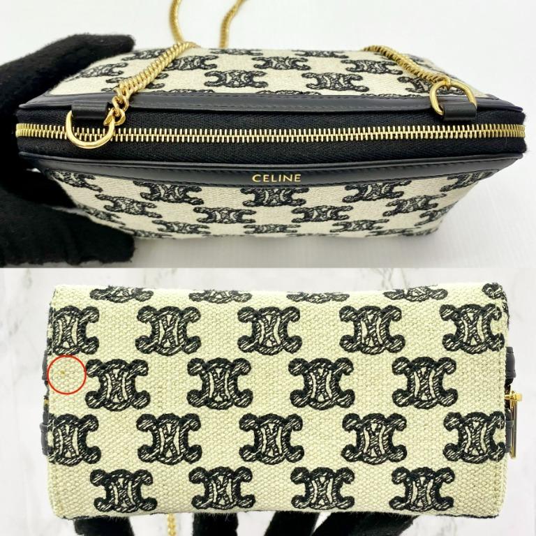 Celine Clutch on Chain in White Triomphe Canvas, Luxury, Bags & Wallets on  Carousell