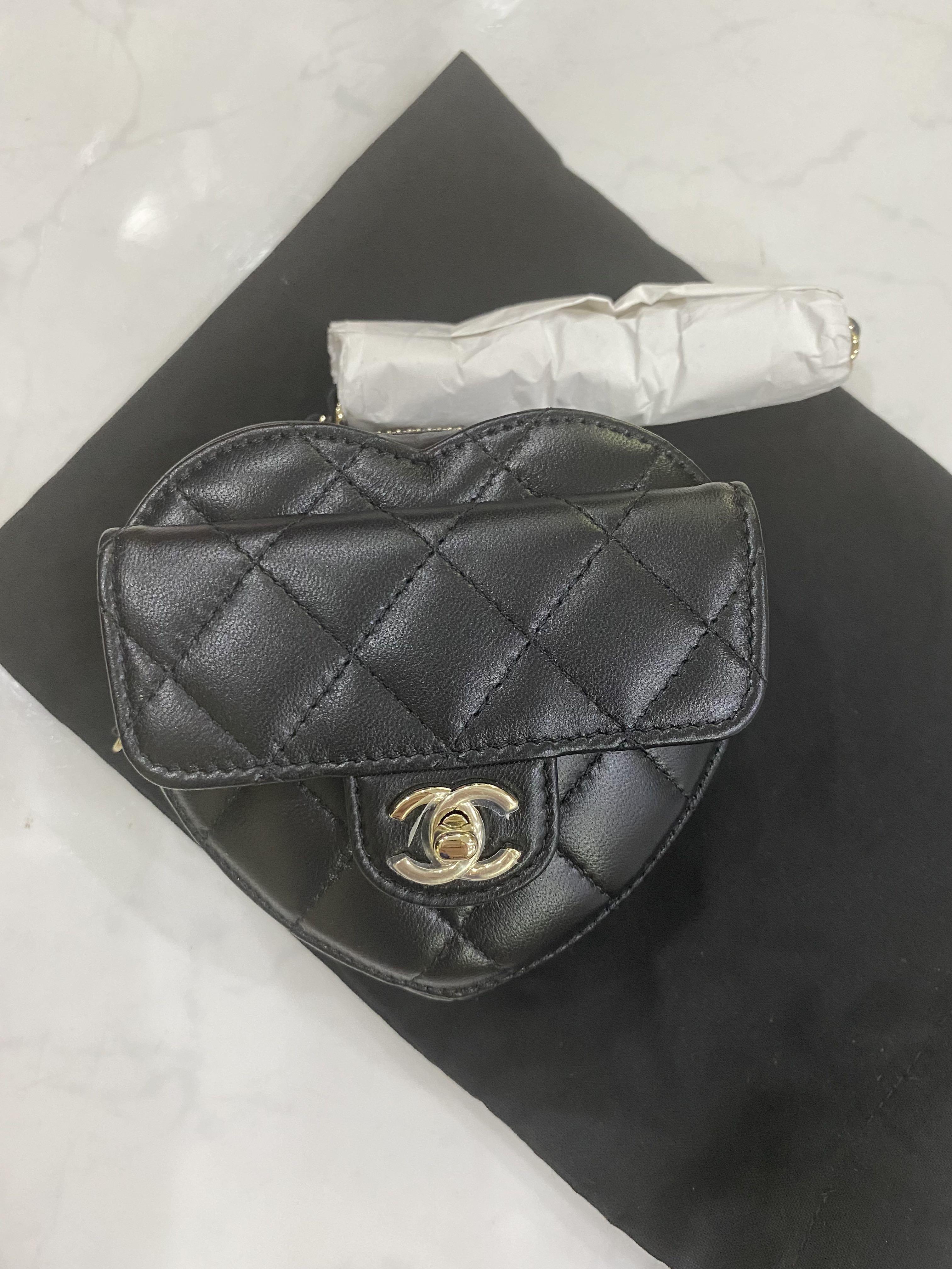 Chanel 22S Black Heart Belt Bag, Luxury, Bags & Wallets on Carousell