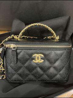 Rare! Chanel Rectangular Vanity with top handle in caviar, Luxury, Bags & Wallets on Carousell