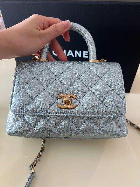 Chanel Mini Coco Handle Flap Bag in 21K Iridescent Blue Caviar, Luxury,  Bags & Wallets on Carousell