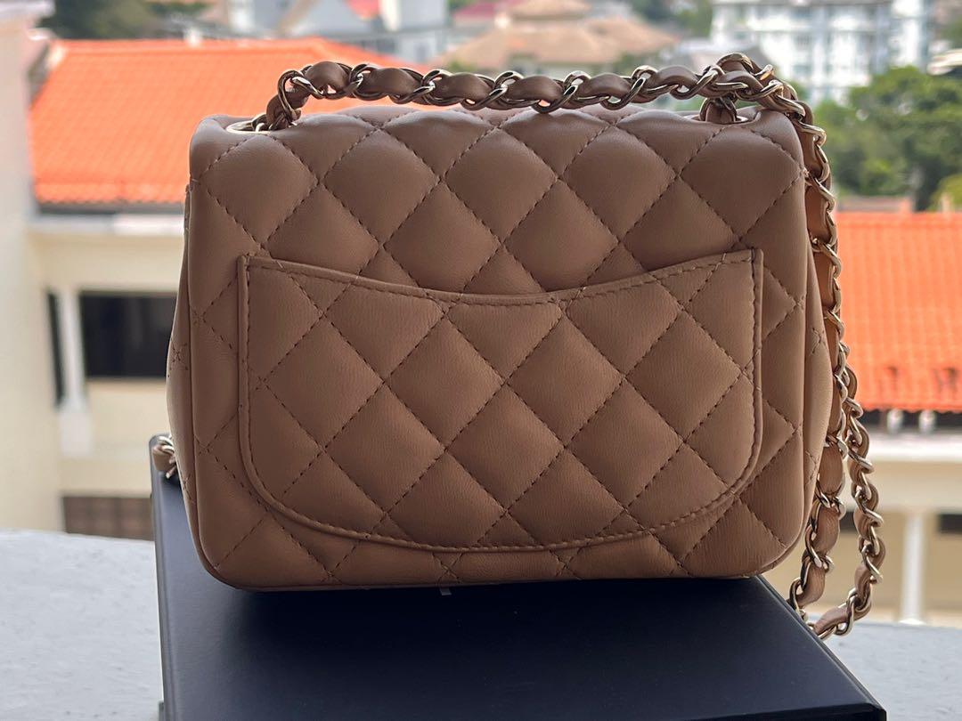 Chanel mini square beige with ghw