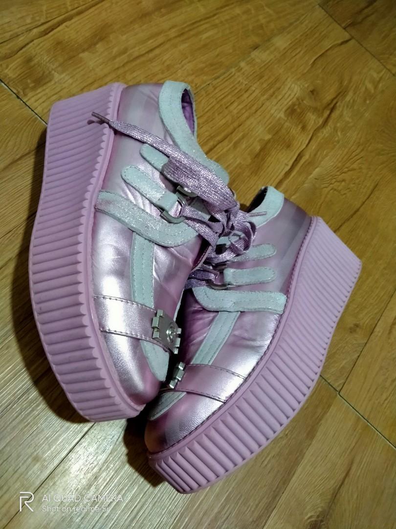 CHANEL PINK PLATFORM CREEPERS SNEAKERS