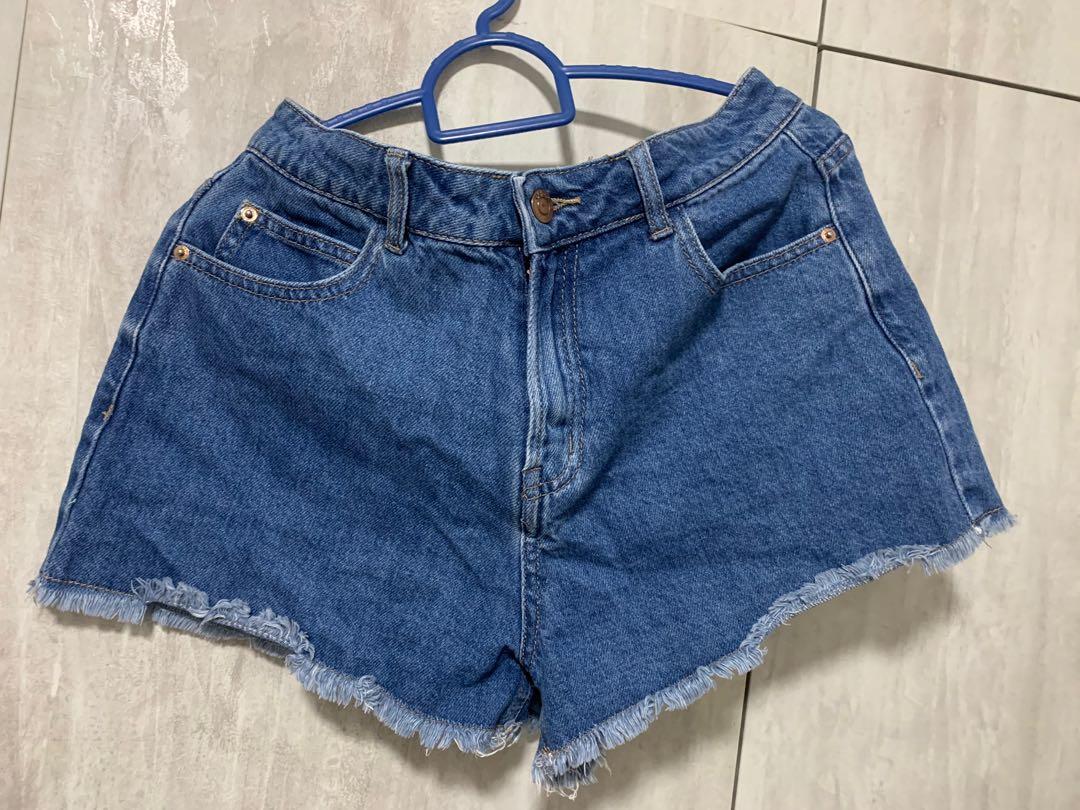 Frill denim shorts shop