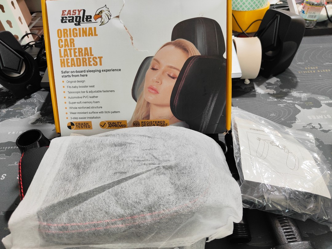 Headrest Cushion for Car Seat EASY EAGLE Car Neck Pillow in Suede Fabric and Memory Foam Black 1 Piece 