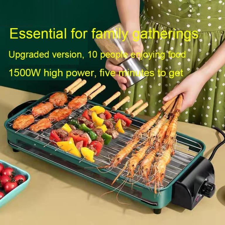 Electric BBQ Grill Smokeless Korean Grill Pan Kitchen Cookware Barbecue ...