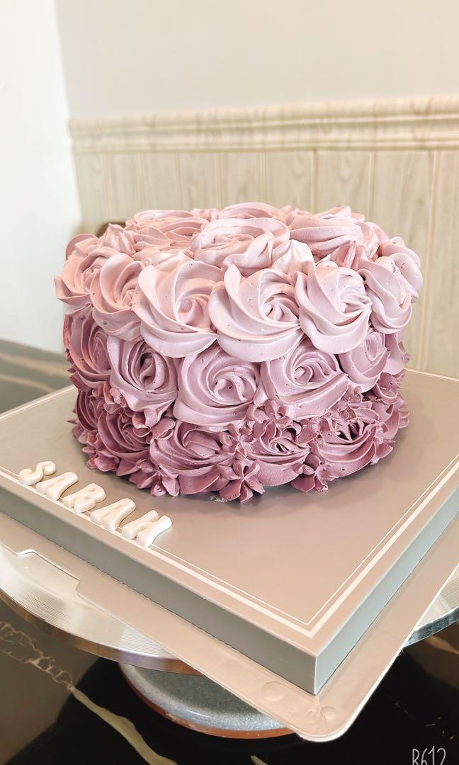 Easy & Vibrant Purple Rosette Cake | Simple Birthday Cake Decorating Ideas  | Homemade Vanilla Cake - YouTube