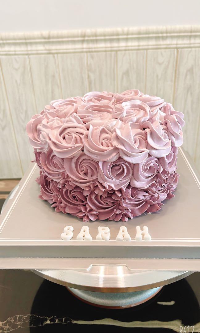 ROSETTE CREAM ART CAKE - DESIGN 38 ( Elegant white contrast Red Pink Roses  | CAKEINSPIRATION SG