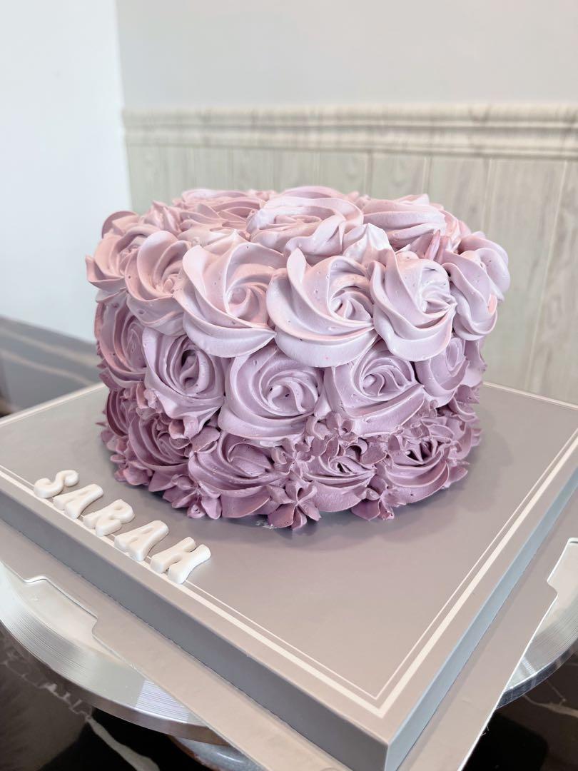 Ombre rosette graduation cake. It was my first time doing a rosette cake!  Cake was vanilla with fresh whipped cream and sliced strawberry filling. :  r/Baking
