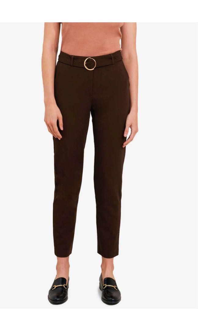 Forcast belted pants brown, Women's Fashion, Bottoms, Other Bottoms on ...