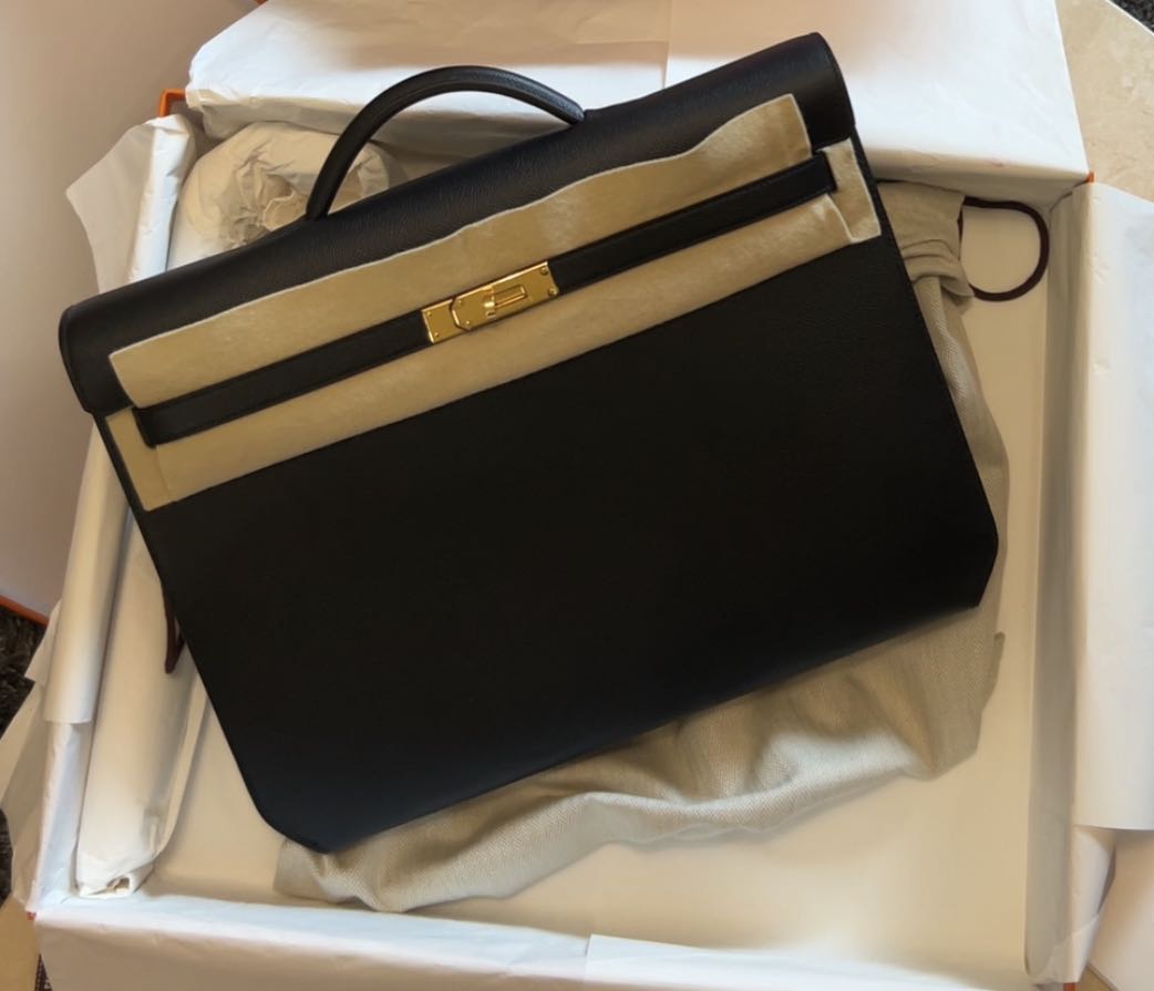 Hermes Kelly Brand new black gold hardware epsom Kelly Depeches 36  Briefcase, Luxury, Bags & Wallets on Carousell