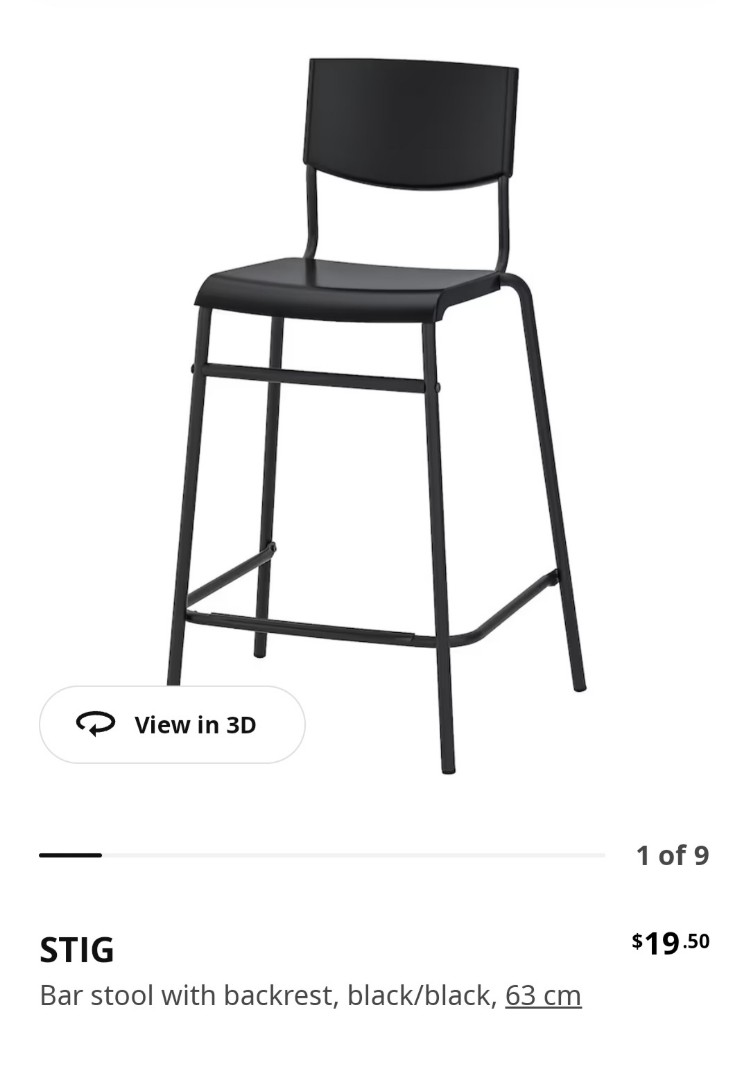 High Chair, Bar Stool, Ikea STIG, Furniture & Home Living, Furniture