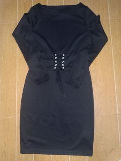 H&M Black Long-sleeved Dress (Pre-loved)