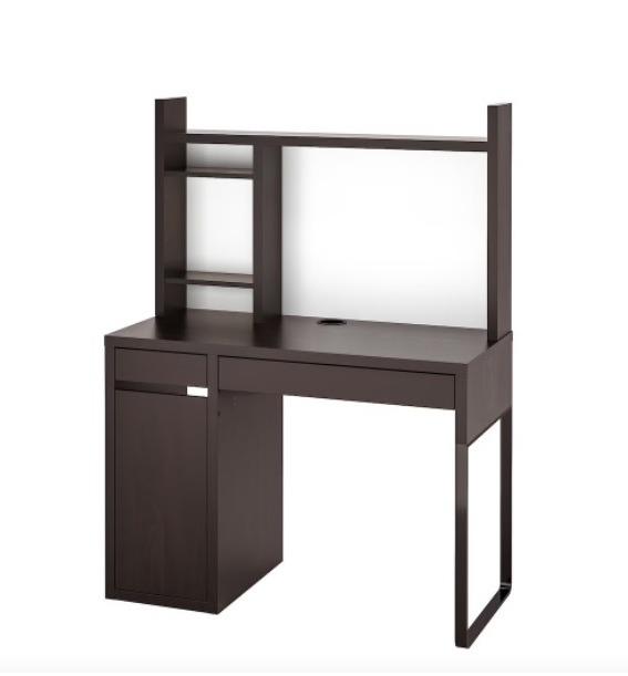 IKEA MICKE Desk with AddOn Shelf and Whiteboard, Furniture