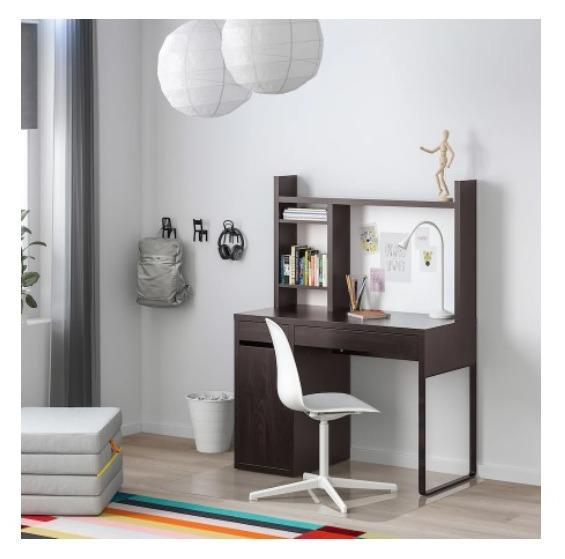 IKEA MICKE Desk with AddOn Shelf and Whiteboard, Furniture