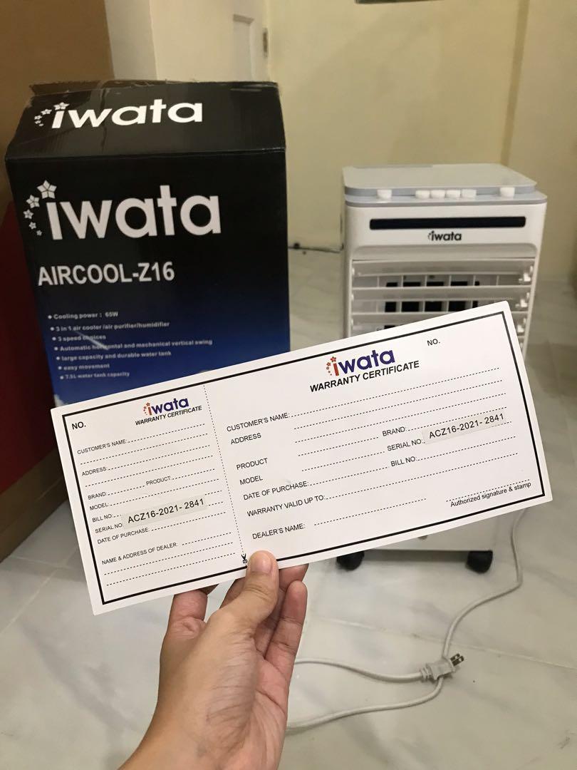 Iwata Aircool Z16 Air Cooler, TV & Home Appliances, Air Conditioning
