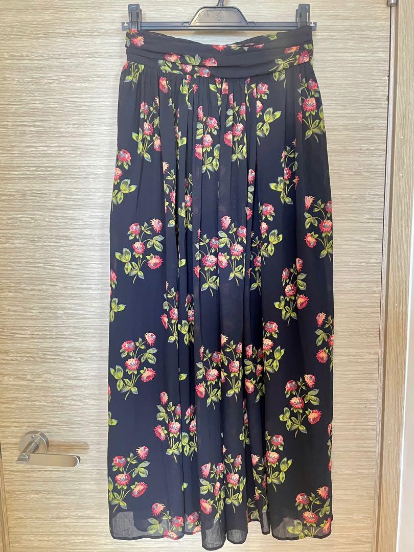 Point sur floral maxi skirt in crinkle chiffon cheap