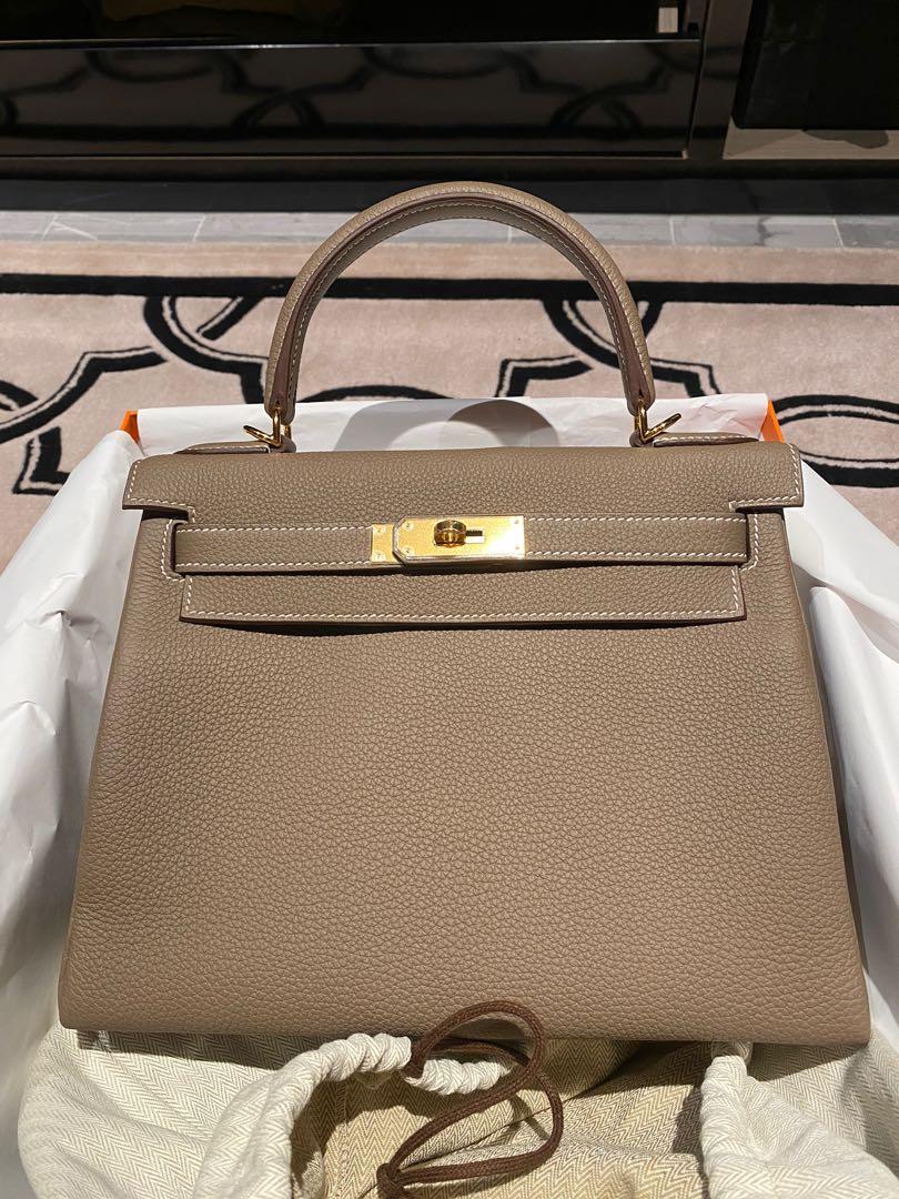 Hermes Kelly Retourne 28 Etoupe Togo Gold Hardware