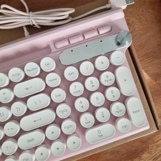 LANGTU L3 Wired Typewriter Chic Style Classic Keyboard Silent Retro Full Size 104 Keys Pink Mint Green Black