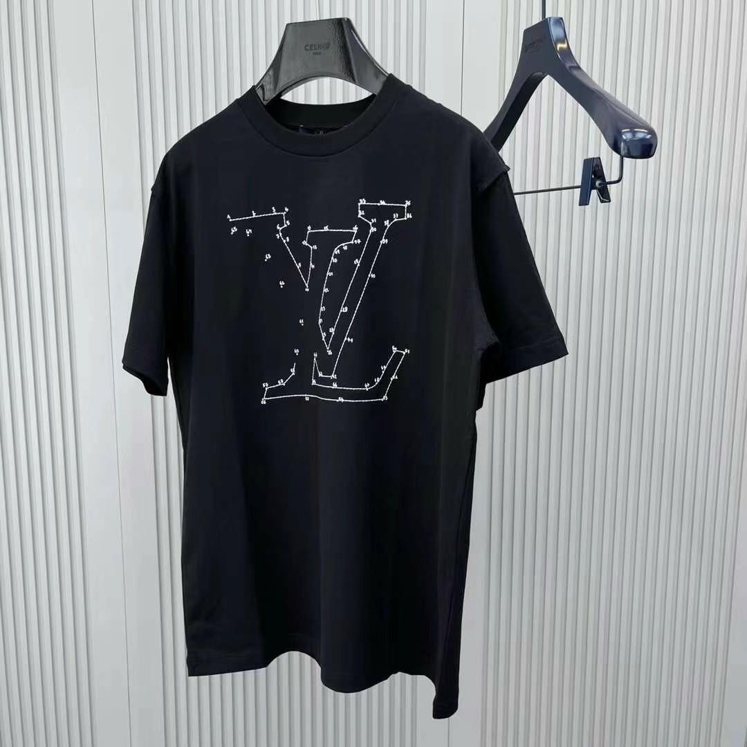 LV STITCH PRINT AND EMBROIDERED T-SHIRT 