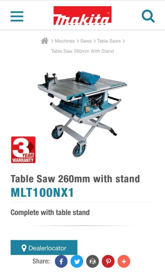 Makita mlt100nx1 260mm table on sale saw with stand
