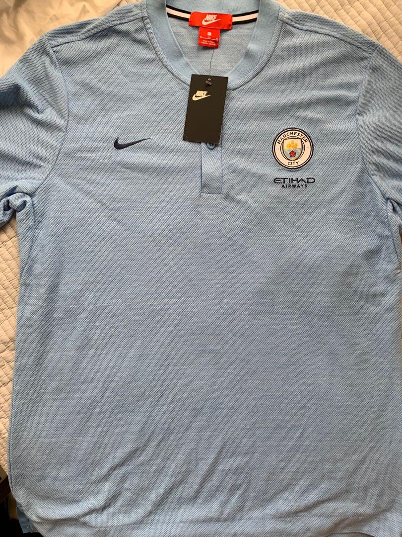 Manchester City Player Issue Dark Grey Polo Football T Shirt Large BNWT /she 