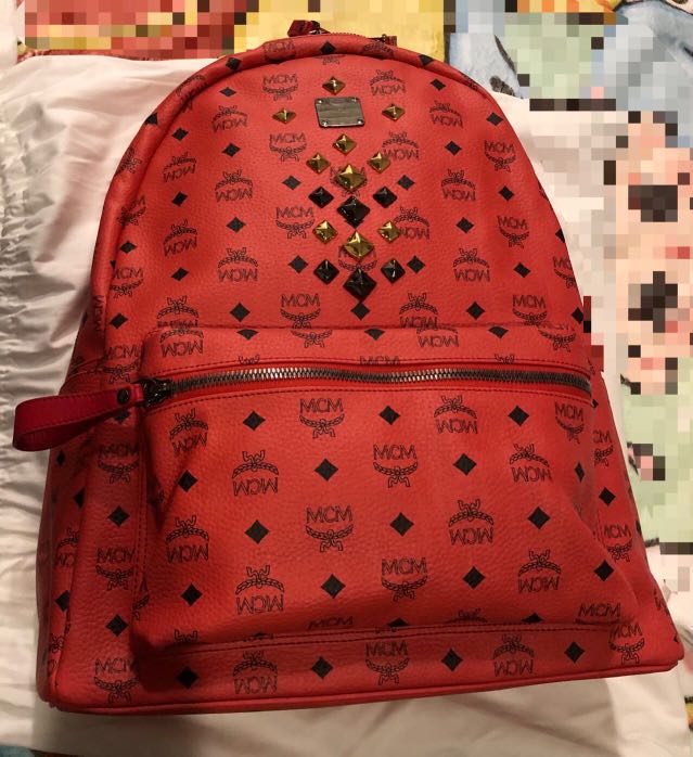 Red mcm bookbag on sale
