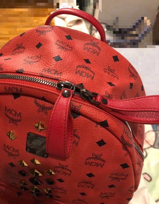 Mcm bag red backpack new arrivals