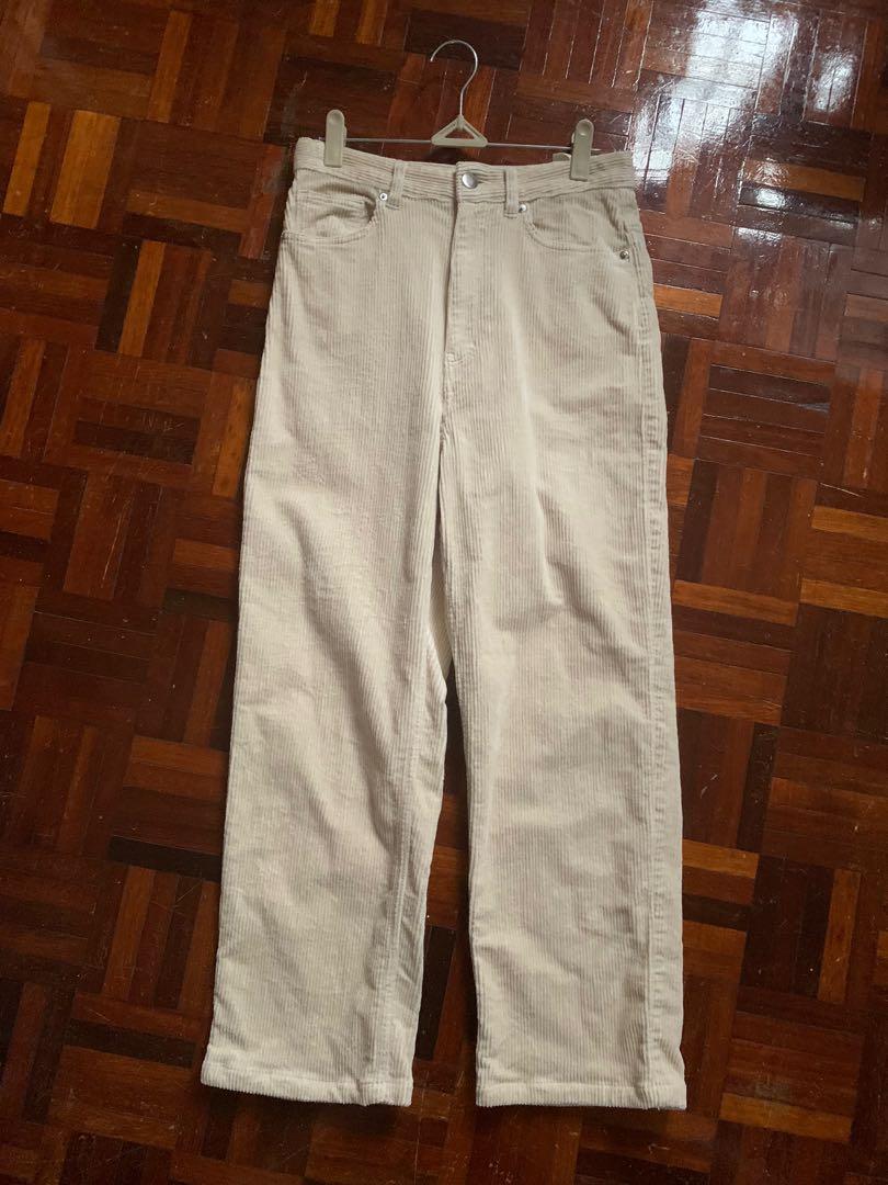 Monki beige velvet corduroy straight jeans, Women's Fashion, Bottoms, Jeans  \u0026 Leggings on Carousell