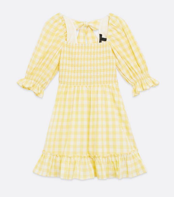 Girls yellow cheap gingham dress