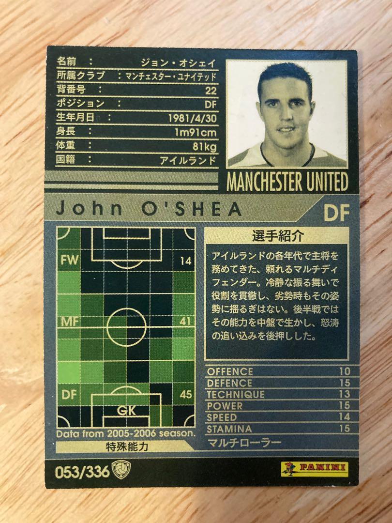 絕版罕有panini Wccf European Clubs 05 06 Premier League Card 足球球員卡man Utd John O Shea 曼聯奧沙football Collection Card 足球咭球員咭 興趣及遊戲 收藏品及紀念品 明星周邊