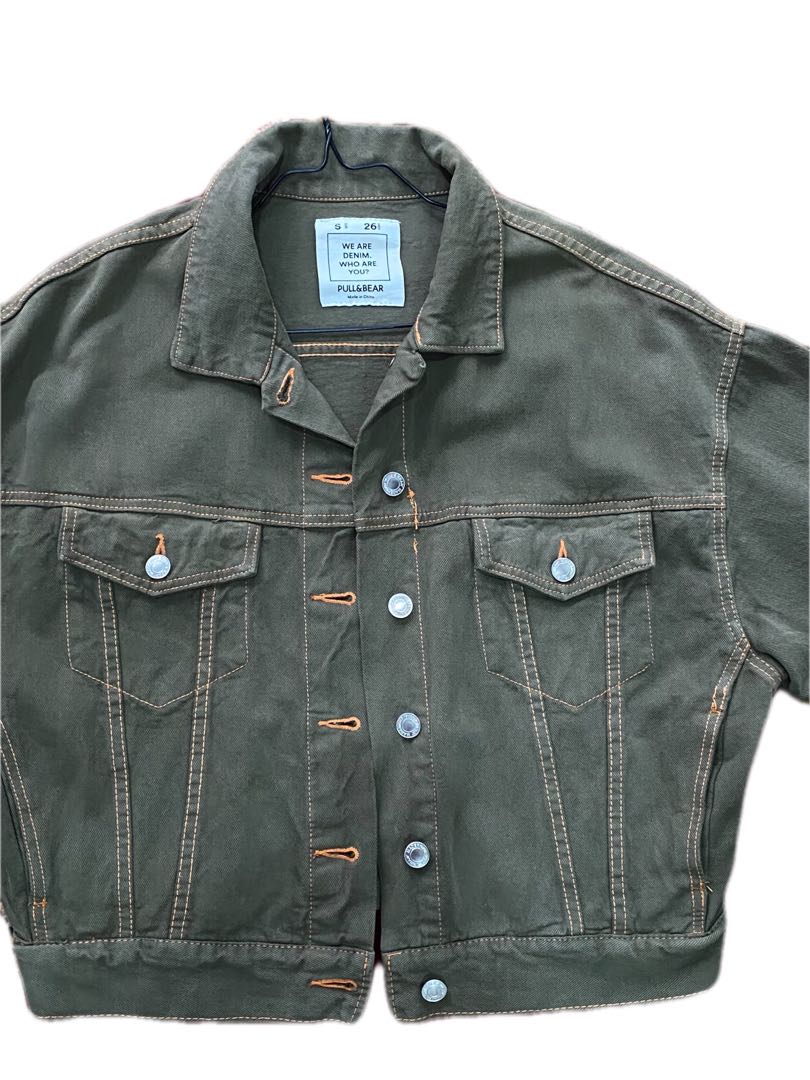 p\u0026b cropped denim jacket, Fesyen Wanita 
