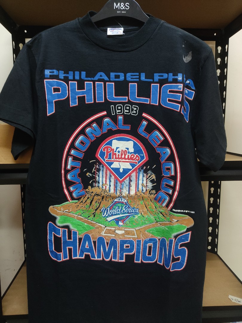 VTG 90s 1993 Philadelphia Phillies MLB World Series Roster T Shirt Nutmeg  Sz XL