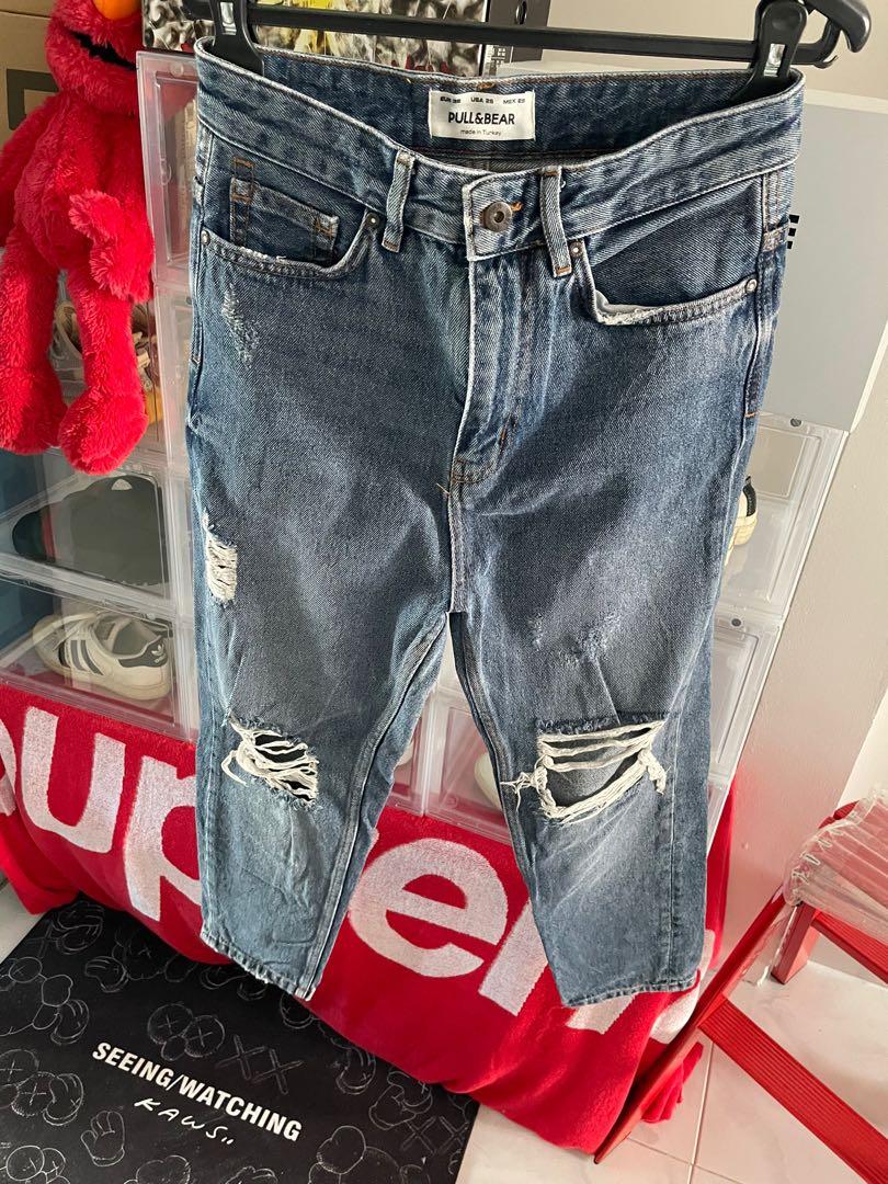 Pull Bear Ripped Cropped Jeans