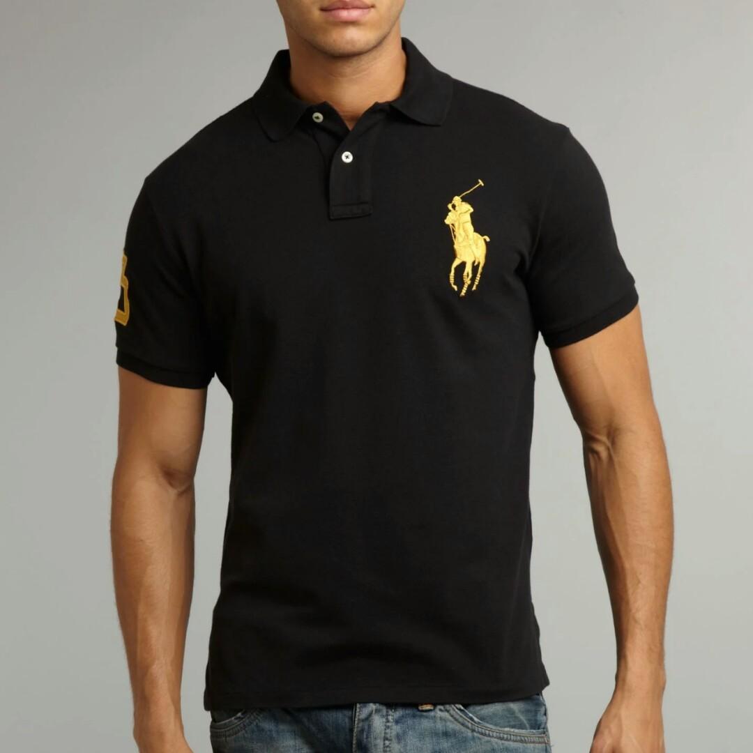 Ralph Lauren Mens Polo Shirt BIG PONY Black/Gold CLASSIC FIT, Men's  Fashion, Tops & Sets, Tshirts & Polo Shirts on Carousell