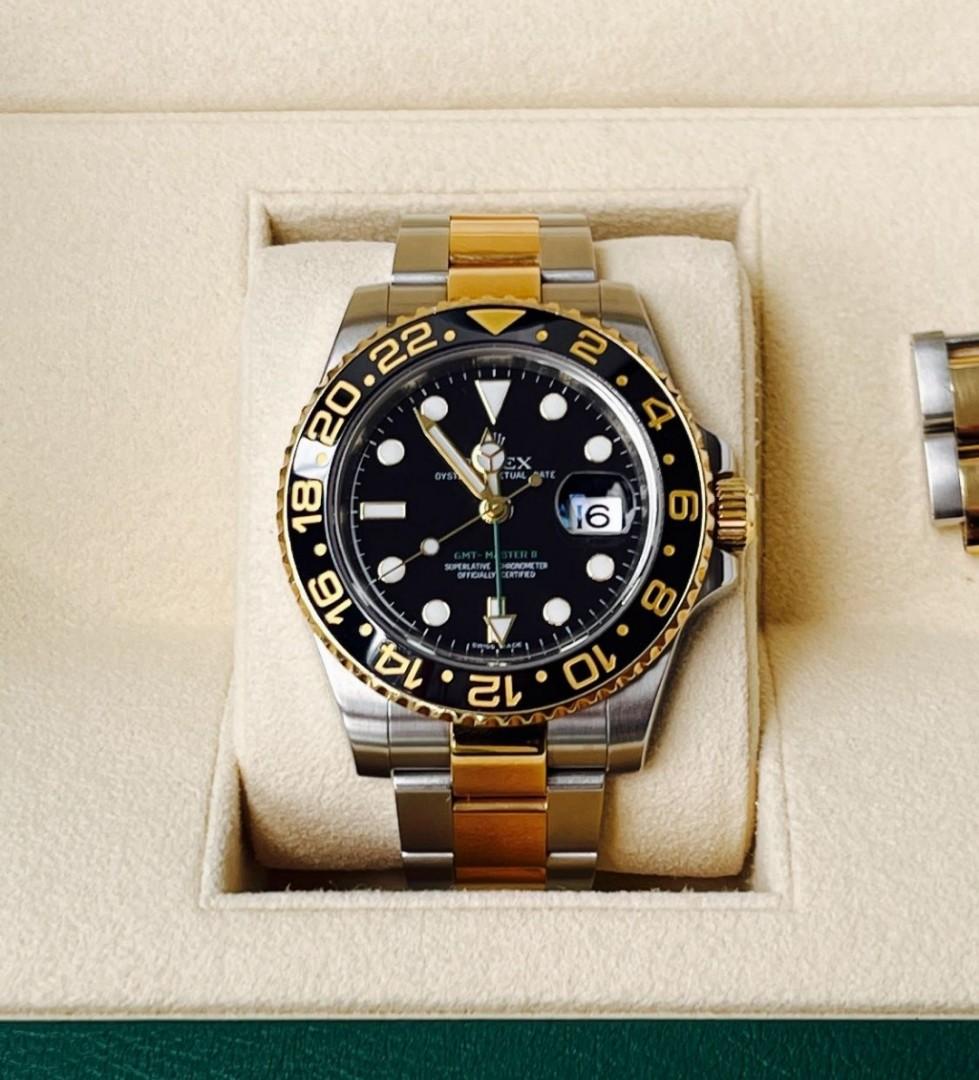 GMT II w RSC chit RX8 Rolex GMT Master 2 Half Gold 116713LN