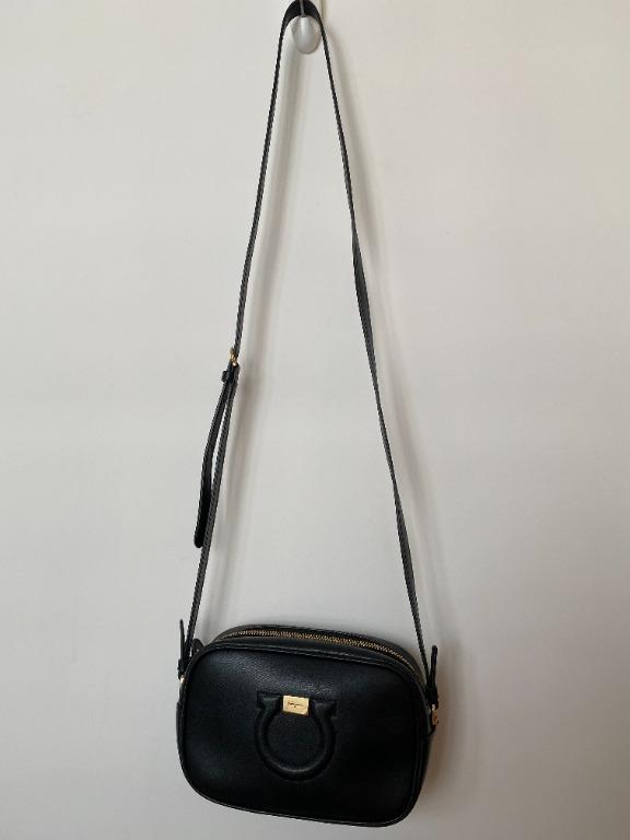 Salvatore Ferragamo Canvas Calfskin Gancini Bag Black