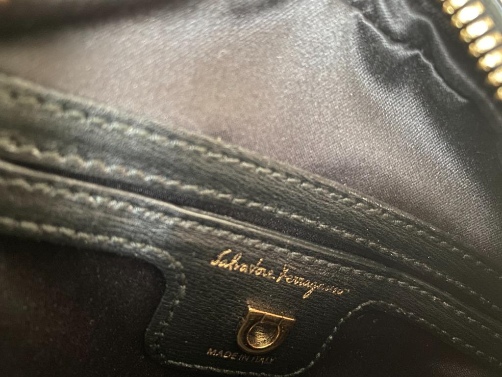 Salvatore Ferragamo Canvas Calfskin Gancini Bag Black